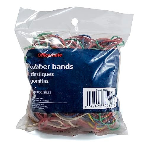 Officemate Assorted Size and Color Rubber Bands, 4 oz (82025), 0.05 x 5.75 x 1.75 inches, Assorted - Image 1