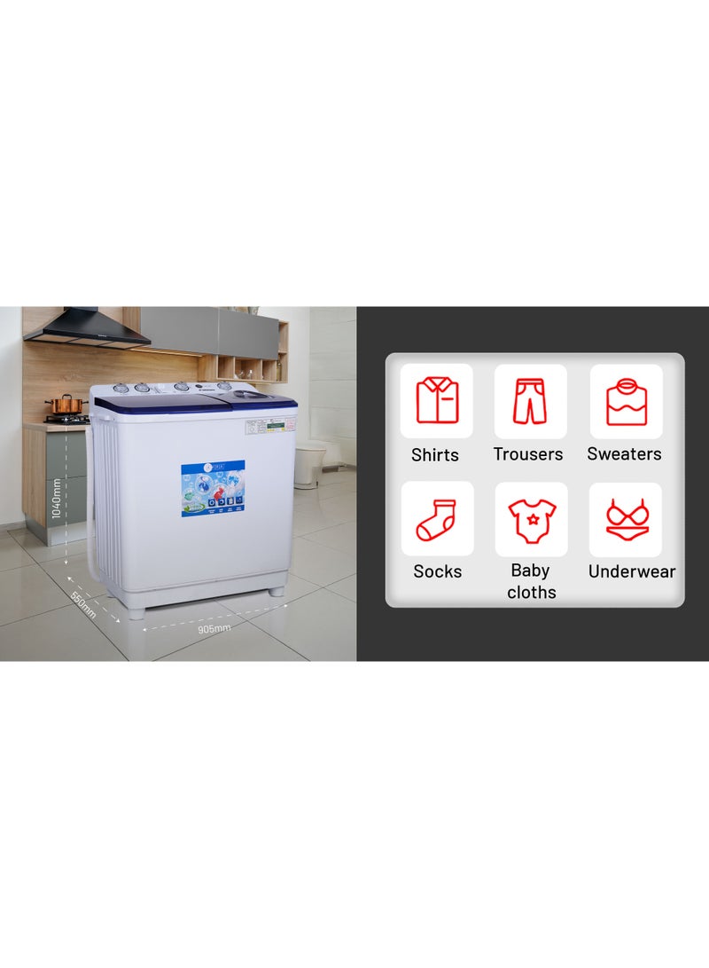 AFRA Twin Tub Washing Machine, 12 kg Wash Capacity, 6.5 kg Spin Capacity, 600W - Image 5
