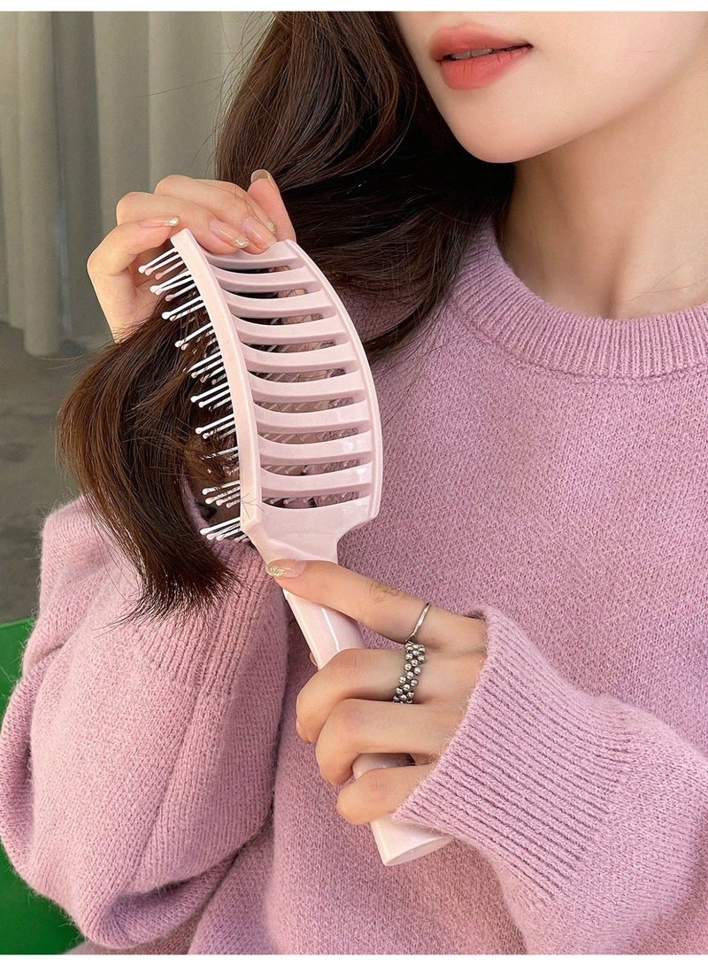 ام اس كيو مشط تصفيف الشعر، فرشاة شعر بفتحات تهوية وأسنان مرنة مستديرة الطرف من أجل فك تشابك الشعر والتجفيف ورفع الجذور وتصفيف الشعر الكيرلي (وردي) - Image 5