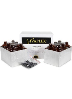 Vivaplex Vivaplex, 12, Amber, 16 oz Glass Bottles, with Lids  - Image 3