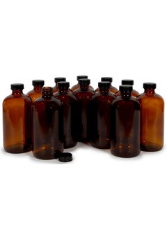 Vivaplex Vivaplex, 12, Amber, 16 oz Glass Bottles, with Lids  - Image 1