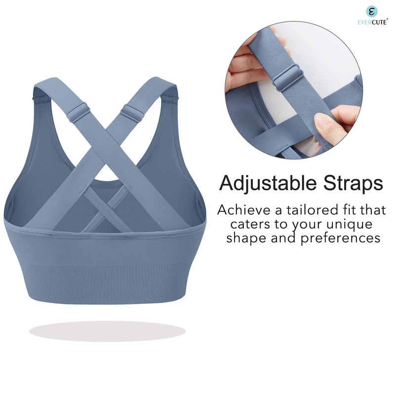 Evercute Sports Bra for Women Padded Medium Support Criss Cross Strappy Bras Seamless High Impact Yoga Exercise Athletic Bras - Image 2