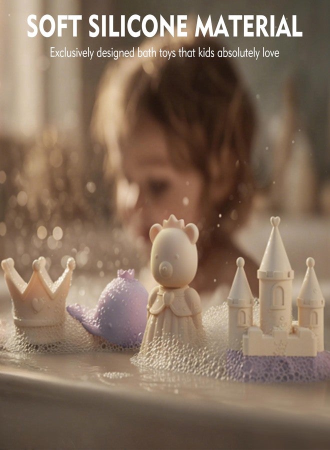 MarcZero Princess Silicone Bath Toys 8Pcs for Toddlers Kids Babies,Bathtub Water Toys,Soft Squeezable Easy-Grip Pool Toys Set (Purple) - Image 2
