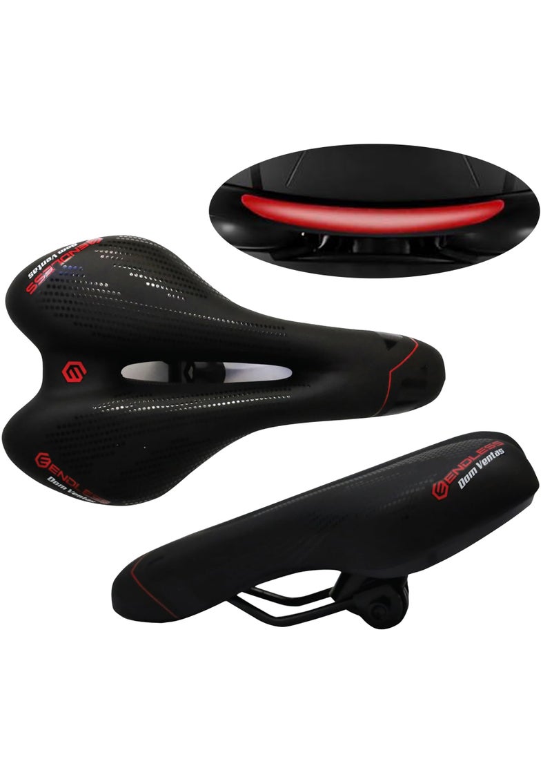 ENDLESS  EL1047 Sleek Cycle Seat with Red Reflective Safety Strip |Universal Memory Foam Seat with Breathable, Shock Absorbing and Waterproof Bike Saddle for All Type of Bikes  - Image 1