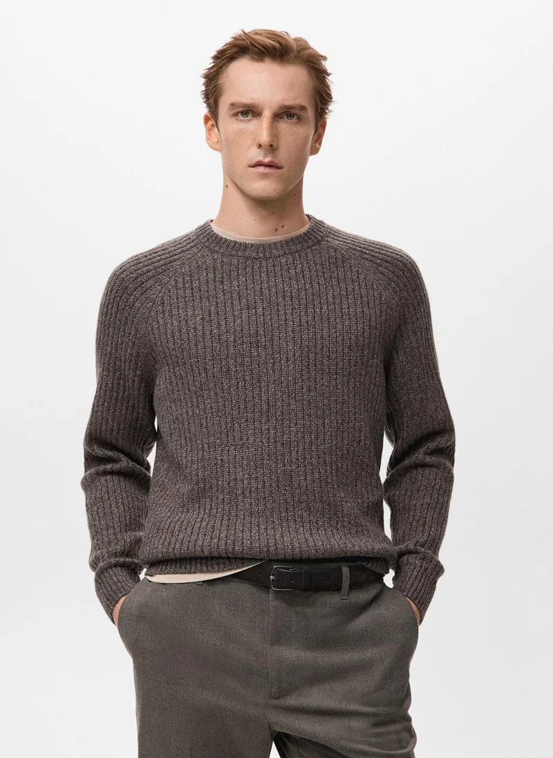 Wool-blend rib-knit sweater