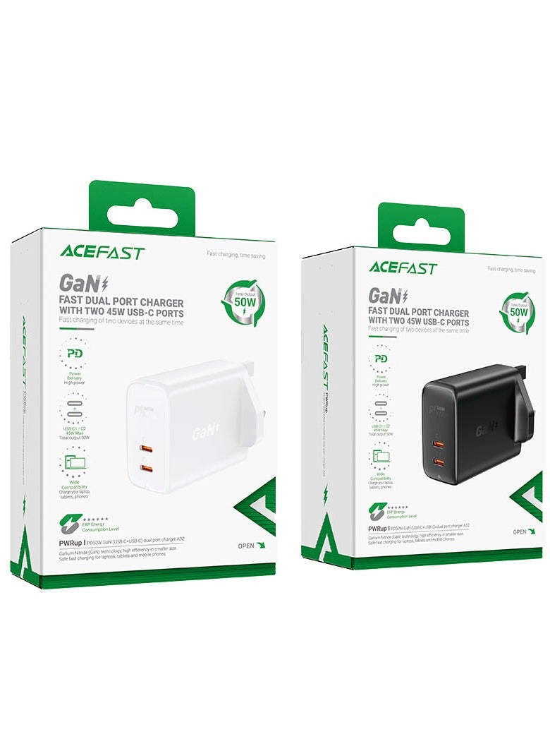 أسيفاست شاحن حائط سريع الشحن A32 GaN PD50W (2xUSB-C) المملكة المتحدة - Image 5