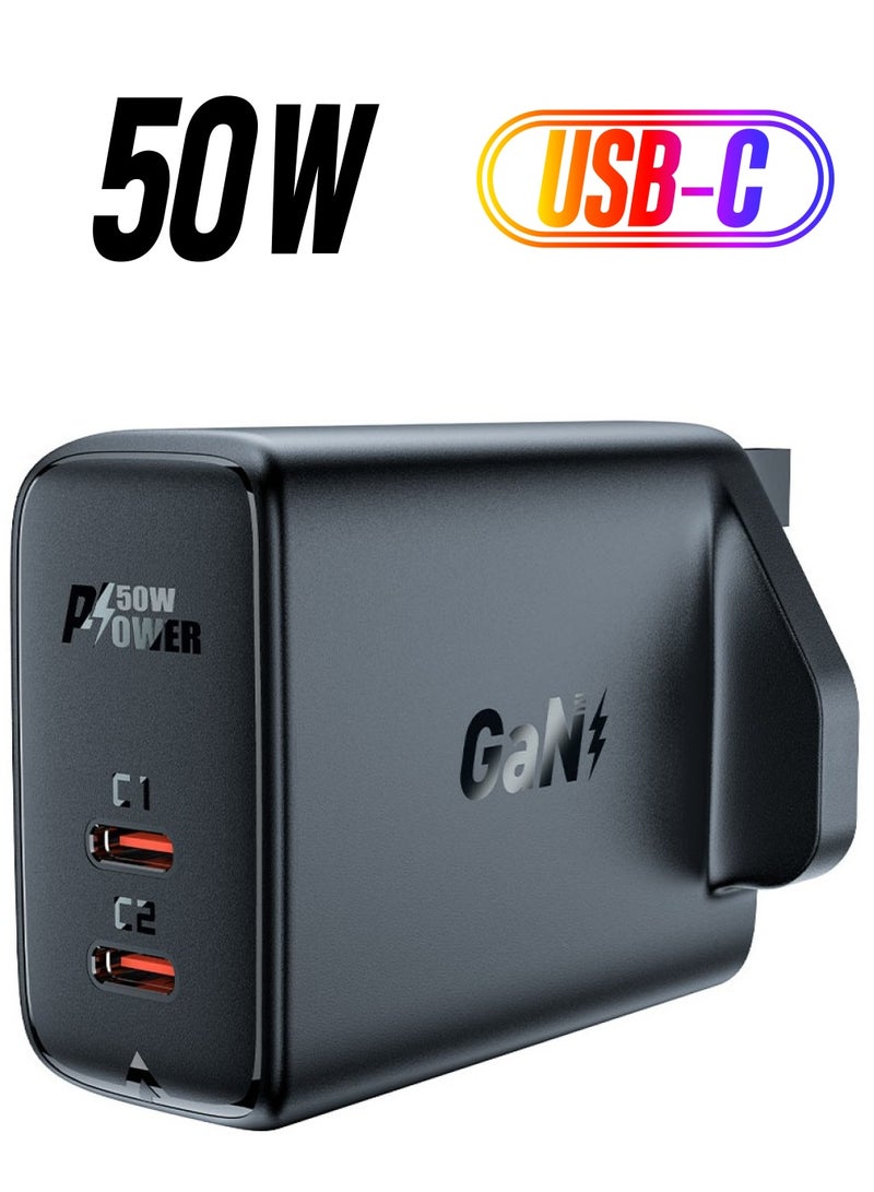 أسيفاست شاحن حائط سريع الشحن A32 GaN PD50W (2xUSB-C) المملكة المتحدة - Image 1