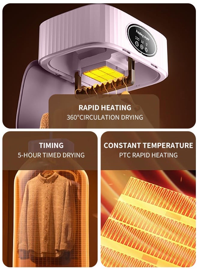 APEX Portable Laundry Dryer, Multifunctional Electric Dryer Machine, Mini Clothes Dryer with Dryer Bag, 2 Gear Adjustable Small Dryer Machine, Foldable Compact Dryer for Delicate Garmnts  - Image 4