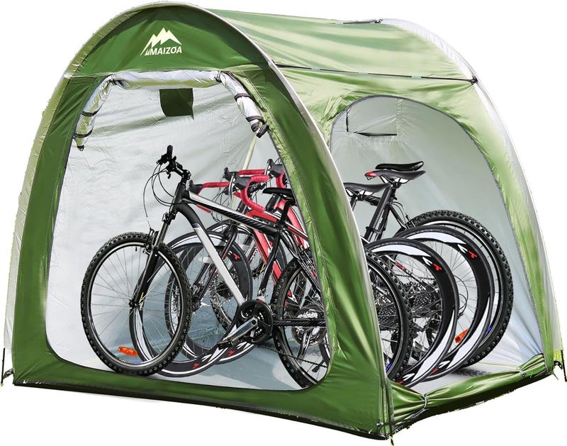 MAIZOA 82.6 x 65x 59 in Bike Storage Tent, Outdoor Portable Storage Shelter for 4-5 Bicycles, 210D Oxford Fabric PU4000 Waterproof, Suitable for Storing Bicycles, Motorcycles and Various Tools - Image 1