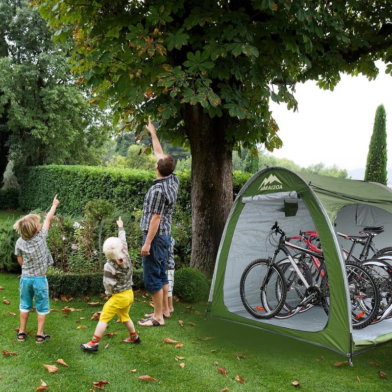 MAIZOA 82.6 x 65x 59 in Bike Storage Tent, Outdoor Portable Storage Shelter for 4-5 Bicycles, 210D Oxford Fabric PU4000 Waterproof, Suitable for Storing Bicycles, Motorcycles and Various Tools - Image 3