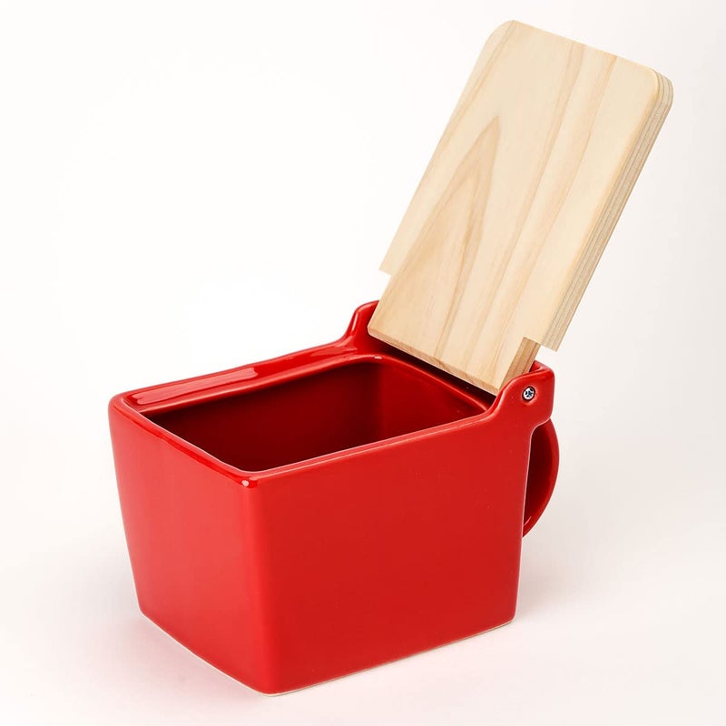 ZERO JAPAN(ã‚¼ãƒ­ã‚¸ãƒ£ãƒ‘ãƒ³) Zero Japan Bee House Premium Salt Box with Hinoki Lid - Container for Sea Salt and Spices - Elegant Cellar for Kitchen Countertop - Tomato, 16 oz - Image 3