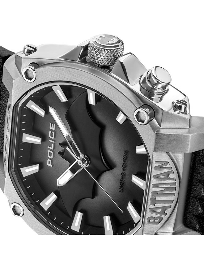 POLICE Men Limited Edition Forever Batman Stainless Steel Case & Black Genuine Leather Strap Men's Watch - Image 5