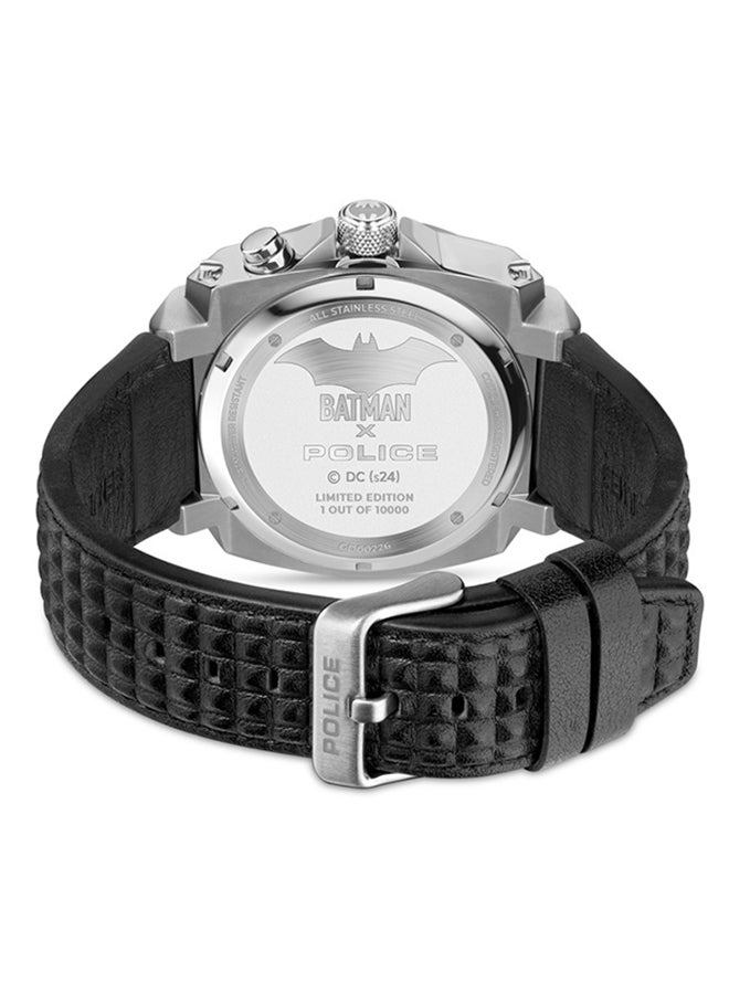 POLICE Men Limited Edition Forever Batman Stainless Steel Case & Black Genuine Leather Strap Men's Watch - Image 3