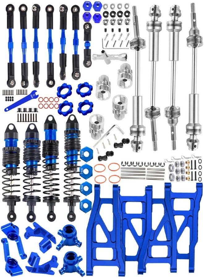 hopsupRC Upgrades for 1/10 Rustler/Slash/Stampede 4x4,RC Shocks&Steel Drive Shaft CVD&Adjustable Turnbuckles Camber Links&A Arm&Caster Block,Steering Blocks,Stub Axle Carriers,Wheel Hex&Hex Hub,Blue - Image 1