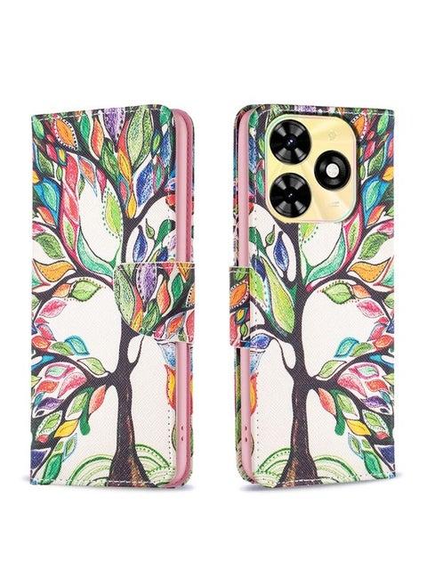 Case Cover For 适用于Tecno Spark Go 2024 / 20C / POP 8 Colored Drawing Pattern Leather Phone Case(Tree Life)