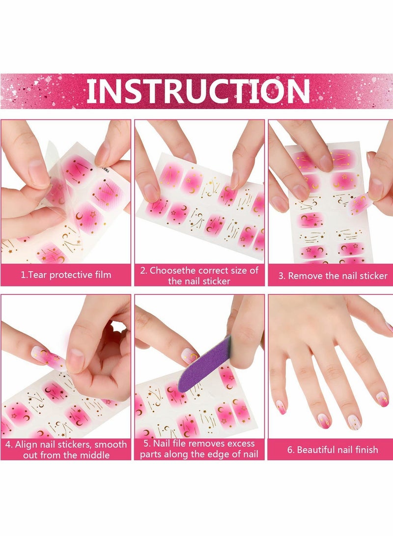 KASTWAVE Glitter Nail Wraps, 16 Sheets Glitter Nail Wraps Nail Polish Stickers, Self-Adhesive Nail Design Decals Strips in Solid Colors with 2 Pieces Nail File for Women Girls DIY Manicure Nail - Image 4