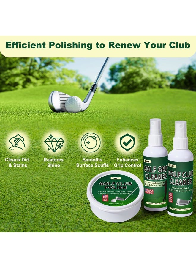 ZOXY Golf Club Polishing Kit, Clean, Polish, and Restore Irons, Drivers, Putters-Golf Club Cleaning Kit with Golf Club Polish, Golf Club Cleaner, Golf Grip Solvent - Image 2
