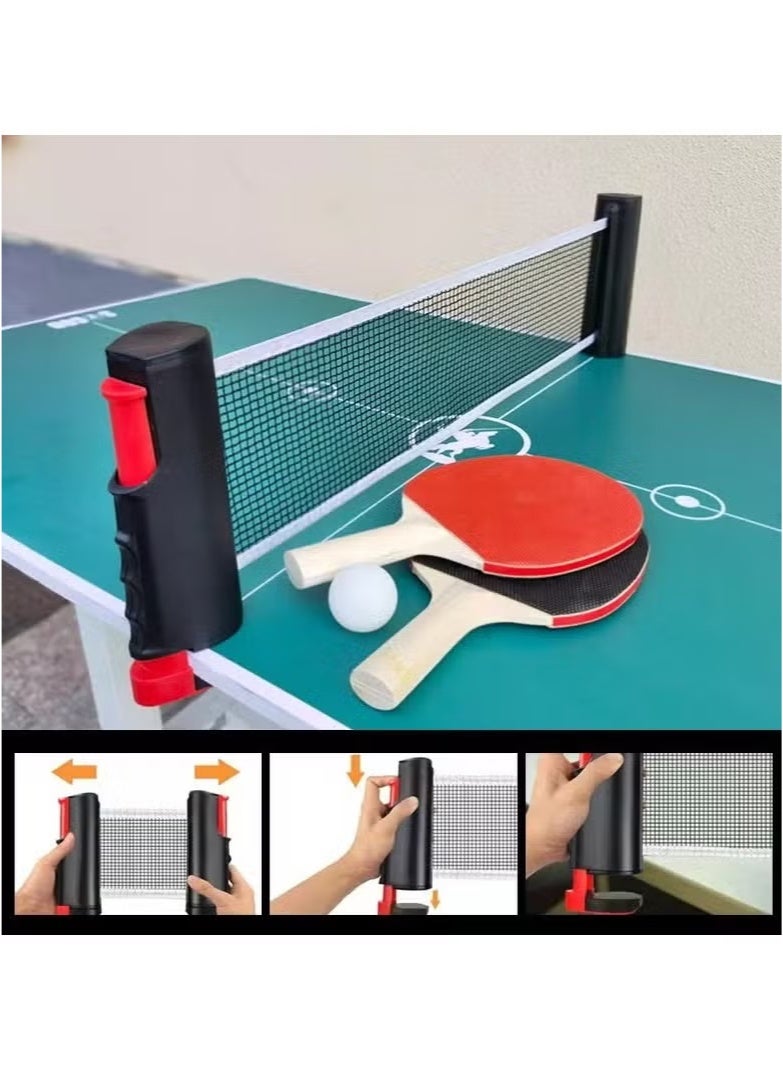 شو وو مجموعة مضارب تنس الطاولة، مجموعة تنس الطاولة المحمولة مع شبكة قابلة للسحب، مضربين، 3 كرات وحقيبة حمل للأطفال والكبار، ألعاب داخلية/خارجية - Image 5