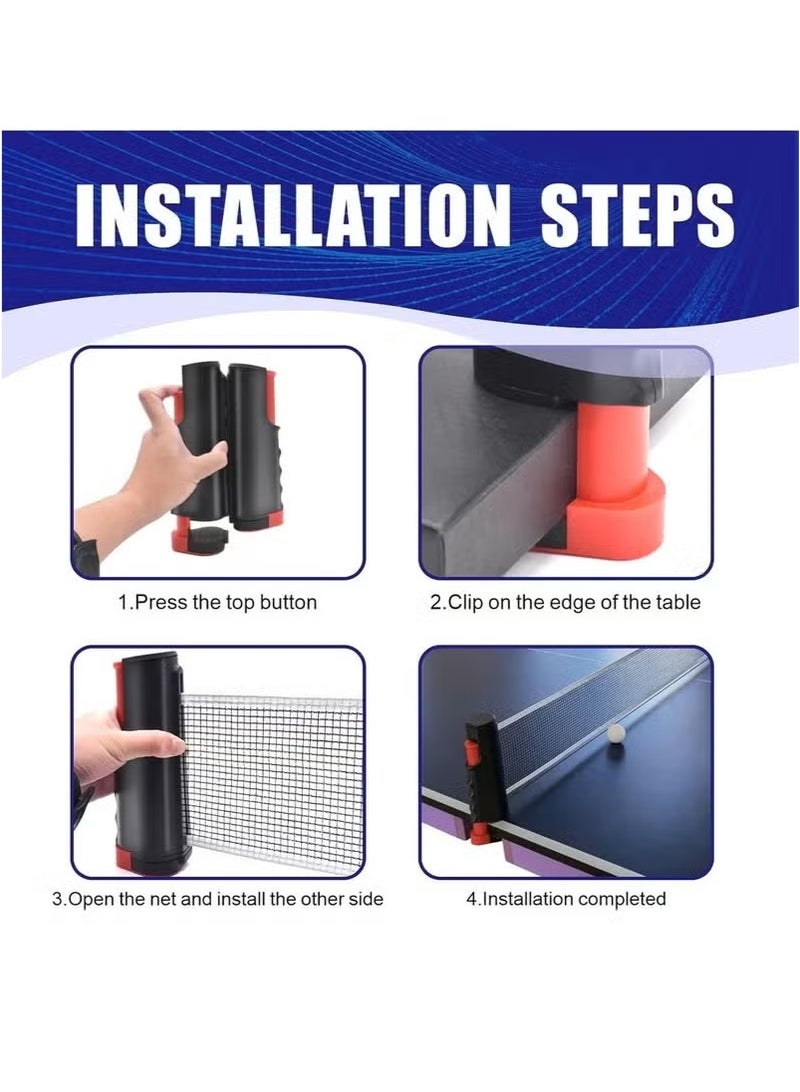 شو وو مجموعة مضارب تنس الطاولة، مجموعة تنس الطاولة المحمولة مع شبكة قابلة للسحب، مضربين، 3 كرات وحقيبة حمل للأطفال والكبار، ألعاب داخلية/خارجية - Image 2