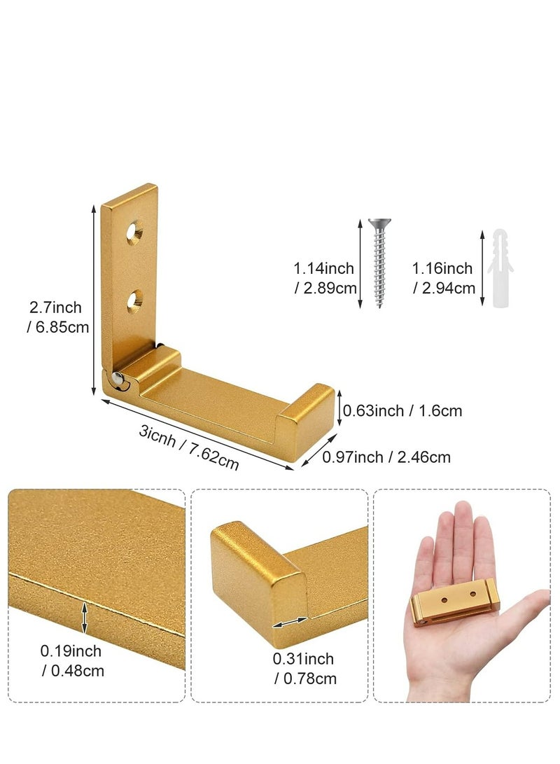 Loquat 5 Pcs Folding Coat Hooks, Wall Hanging Hooks，Aluminium Alloy Folding Clothes Hook Single Towel Hook for Bathroom, Bedroom (Golden) - Image 2