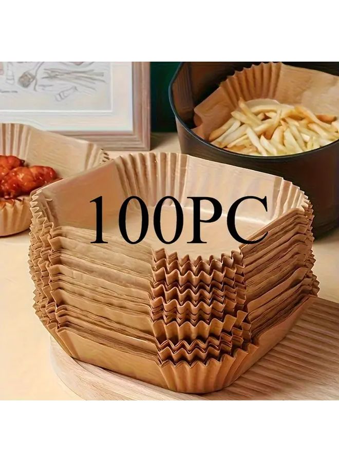 100 Pcs Non Stick Air Fryer Liners Oil Resistant Pre Cut Square Sheets For Easy Cleanup - Image 1