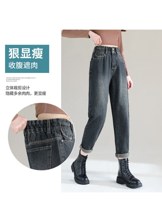 Jeanswest High Waist Button Fly Slimming Jeans For Women - Classic Retro Versatile Harem Pants, Summer Slimming & Lengthening Cropped Casual Trousers - Image 2