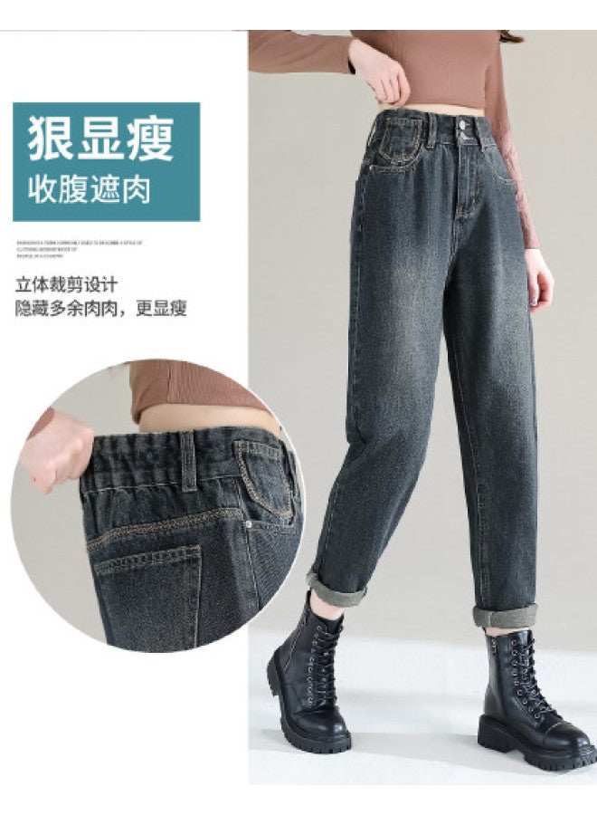 Jeanswest High Waist Button Fly Slimming Jeans For Women - Classic Retro Versatile Harem Pants, Summer Slimming & Lengthening Cropped Casual Trousers - Image 1