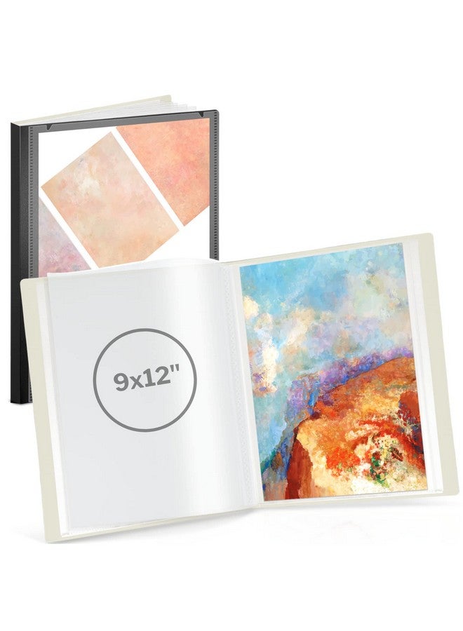 Cranbury Art Portfolio 9X12 Binder (Black) 9 X 12 Binder With 24 Clear Sleeves Displays 48 Pages Customizable Cover A4 Binder For Kids Art Presentations Watercolors Certificates Etc. - Image 1
