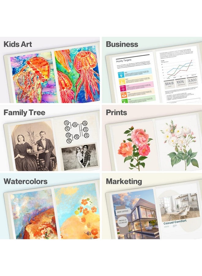 Cranbury Art Portfolio 9X12 Binder (Black) 9 X 12 Binder With 24 Clear Sleeves Displays 48 Pages Customizable Cover A4 Binder For Kids Art Presentations Watercolors Certificates Etc. - Image 4