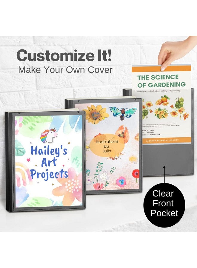 Cranbury Art Portfolio 9X12 Binder (Black) 9 X 12 Binder With 24 Clear Sleeves Displays 48 Pages Customizable Cover A4 Binder For Kids Art Presentations Watercolors Certificates Etc. - Image 5