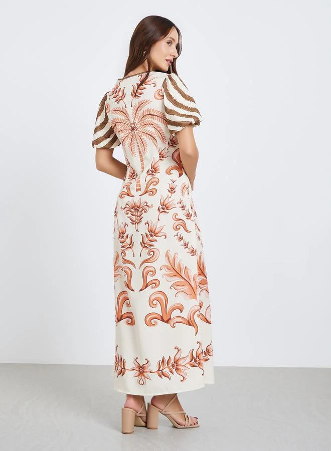 Take Two  Women All-Over Print V-Neck Maxi Dress for Women | Best Price UAE