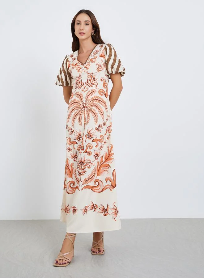 Take Two  Women All-Over Print V-Neck Maxi Dress for Women | Best Price UAE