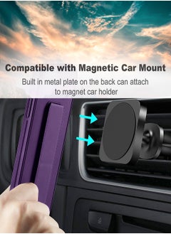 Wtech Realme 13 Pro / Realme 13 Pro+ / Realme 13 Pro Plus 5G 2024 Hand Grip Foldable Magnetic Kickstand Wrist Strap Finger Grip with Built-in Iron Case Cover - Eggplant Purple  - Image 3