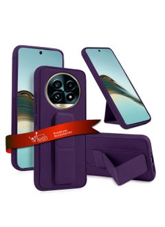 Wtech Realme 13 Pro / Realme 13 Pro+ / Realme 13 Pro Plus 5G 2024 Hand Grip Foldable Magnetic Kickstand Wrist Strap Finger Grip with Built-in Iron Case Cover - Eggplant Purple  - Image 1