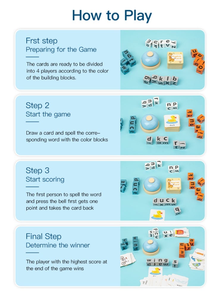 English spelling words cube parent-child interaction desktop games baby puzzle toys，English teaching aids Learning letters - Image 4