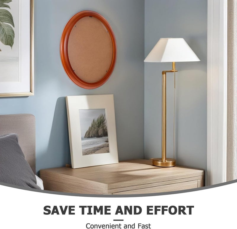 Oval Wooden Picture Frame 12-Inch Wall Hanging Decorative Photo Holder Vintage Coffee Color for Bedroom and Living Room - Image 3