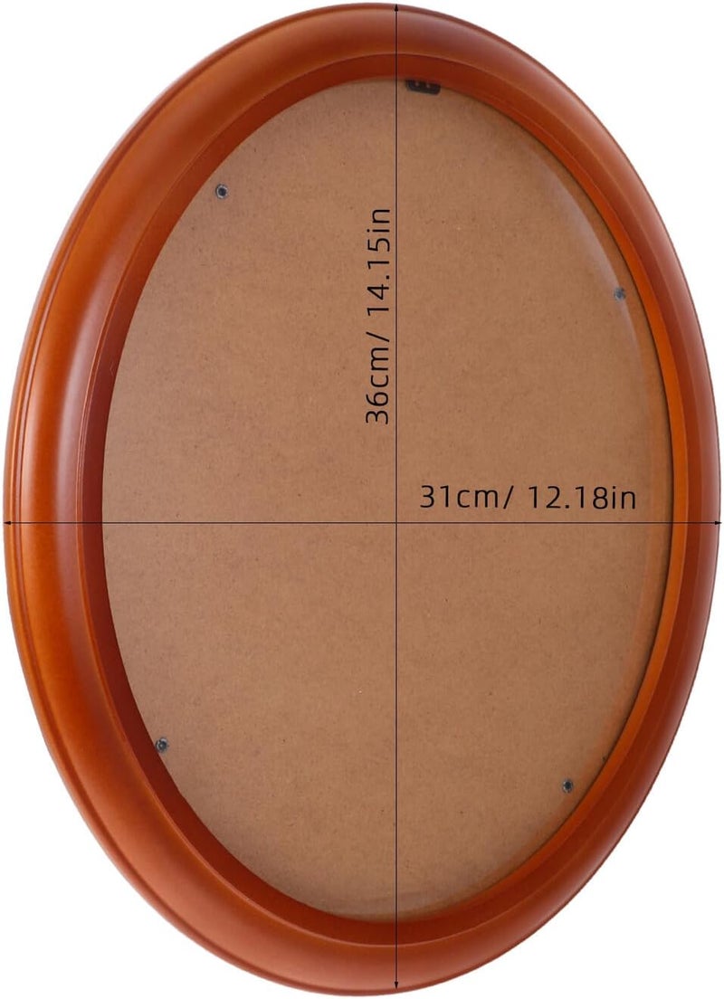 Oval Wooden Picture Frame 12-Inch Wall Hanging Decorative Photo Holder Vintage Coffee Color for Bedroom and Living Room - Image 2