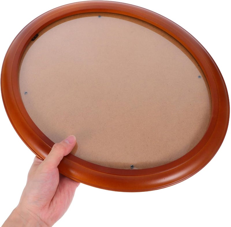 Oval Wooden Picture Frame 12-Inch Wall Hanging Decorative Photo Holder Vintage Coffee Color for Bedroom and Living Room - Image 4