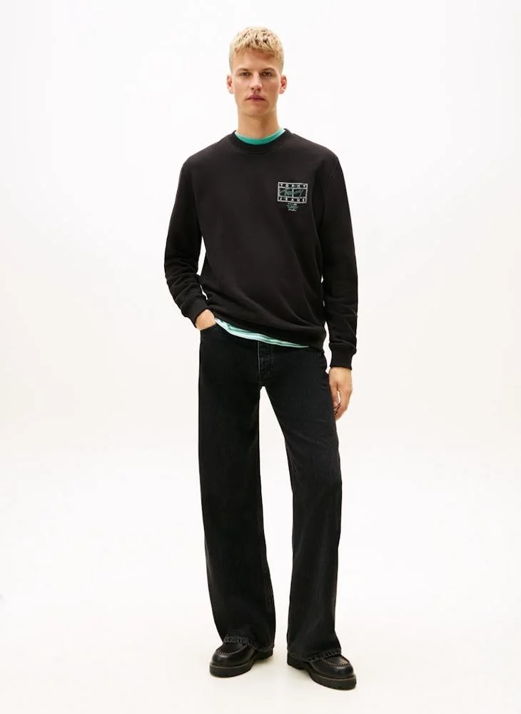 Tommy Jeans Black Regular Entry Dna Play Sweatshirt for Men | Best Price UAE