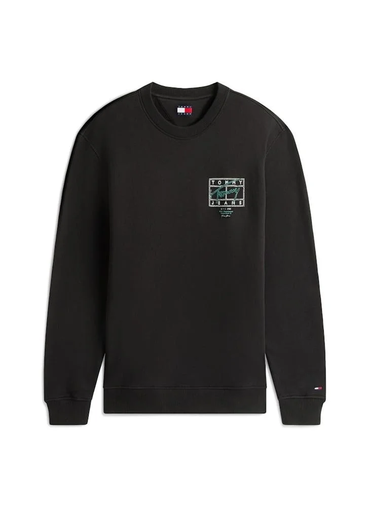 Tommy Jeans Black Regular Entry Dna Play Sweatshirt for Men | Best Price UAE