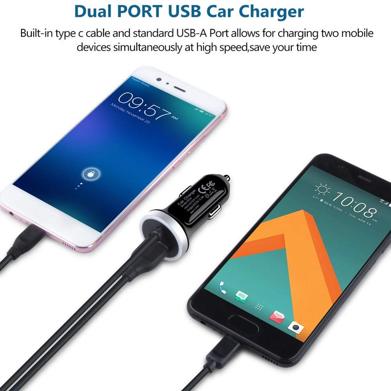ANDHOT USB C Car Charger, 3.4A Fast Charging Car Adapter+3ft Type C Cable for Samsung Galaxy S25 S24 S23 S22 S21 S20 S10 Note 20 A10E A20 A50 A51 A71,LG Stylo 6/5/4 G7 V60 ThinQ Moto G8 G7 Google Pixel 4 3a - Image 4