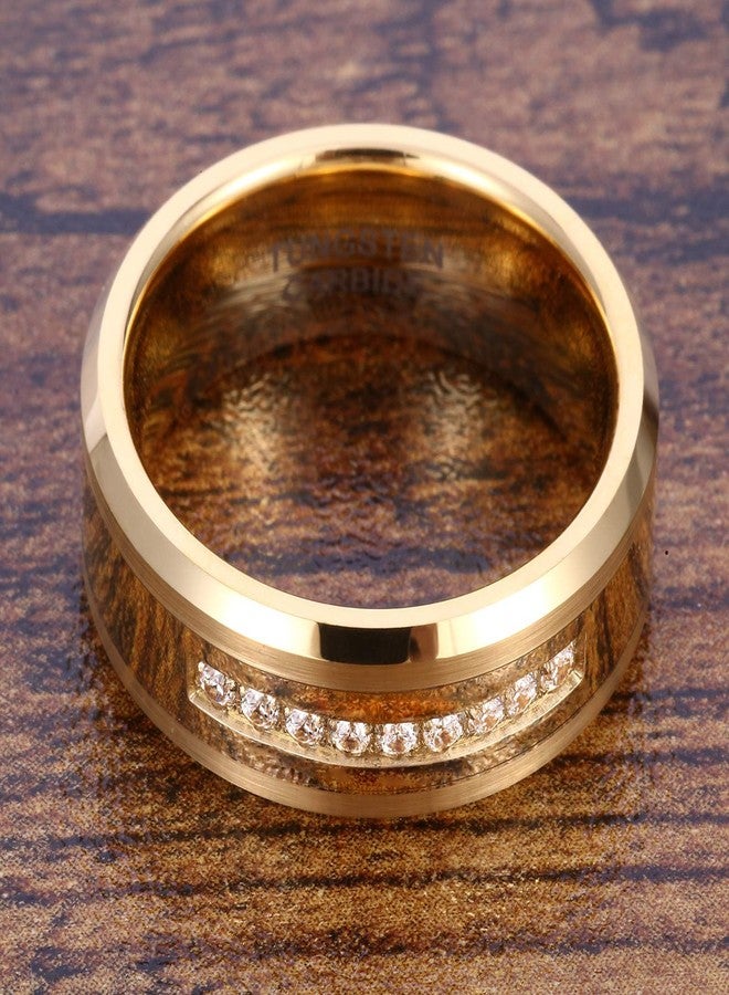 Fashion Month Mens Womens 8mm Tungsten Carbide 18k Gold Ring Fashion Luxury Zircon Wedding Couple Engagement CZ Band Size 7 - Image 4