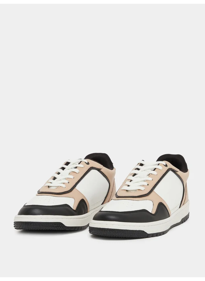 ستايلي Styli Color Block Low Top Lace-Up Court Sneakers