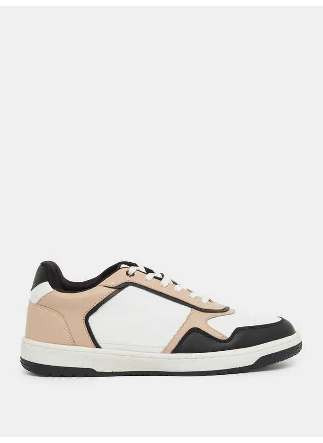 ستايلي Styli Color Block Low Top Lace-Up Court Sneakers