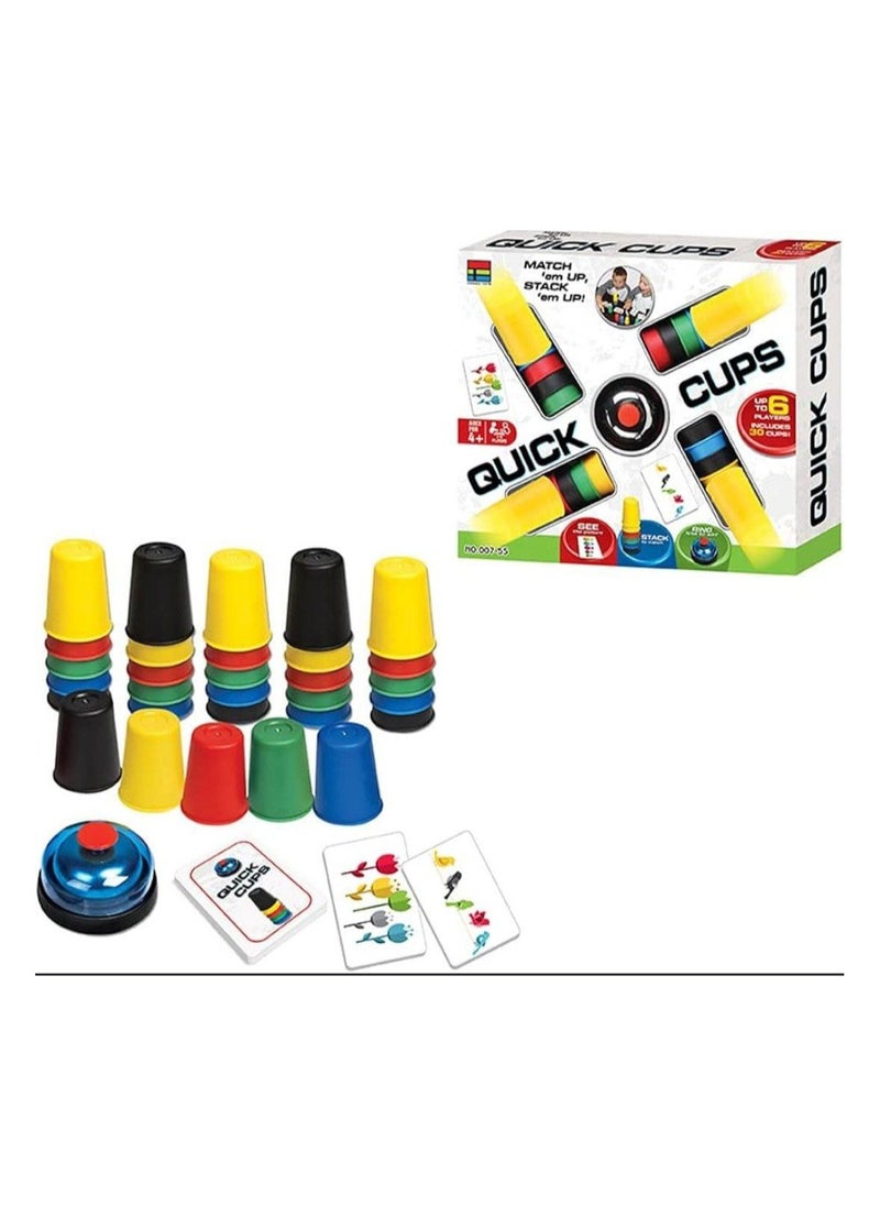 Quick cup games for children and adults to develop quick thinking, cup stacking games, interactive game for parents with 24 picture challenges, 30 stacking cups, 1 bell, a classic quick cube set for boys, girls, teens and adults  - Image 1
