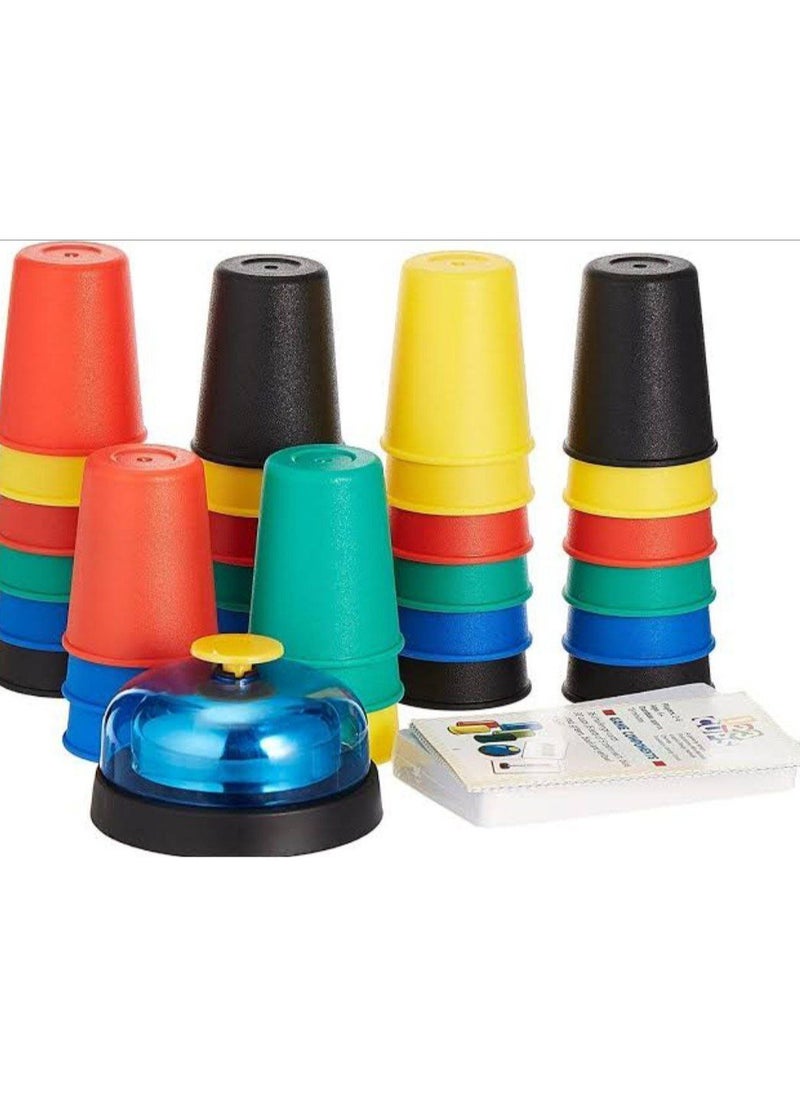 Quick cup games for children and adults to develop quick thinking, cup stacking games, interactive game for parents with 24 picture challenges, 30 stacking cups, 1 bell, a classic quick cube set for boys, girls, teens and adults  - Image 3