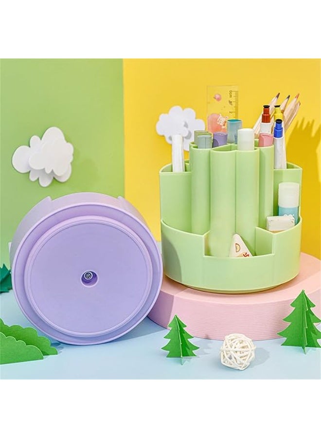 Spaceshoop Plastic Pen Container Rotatable Desk Makeup Brush Pen Holder Storage Cup Desk Stationery Organizer Table Pen Organizer  - Image 4