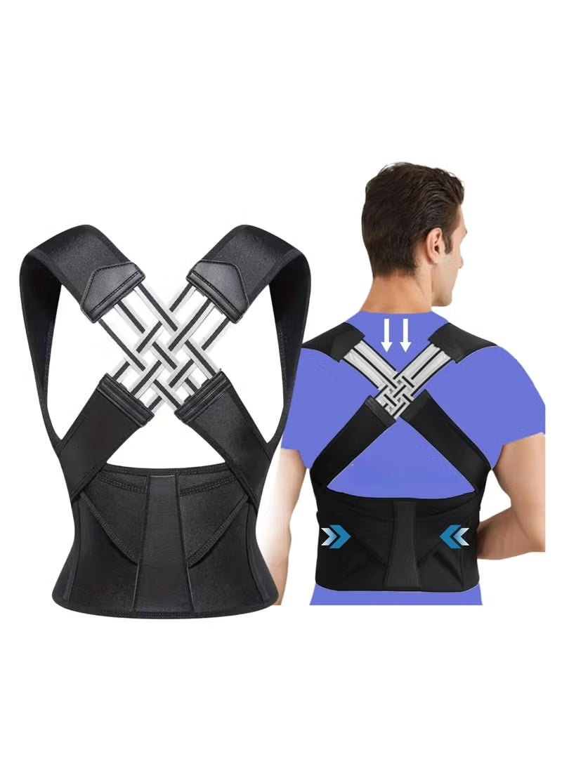 ABJ Back Brace, Posture Corrector for Women and Men, Back Support Straightener, Upper Back Brace Posture Trainer for Body Correction and Neck and Shoulder, Relieves pain, Straightens the Back，XL - Image 1