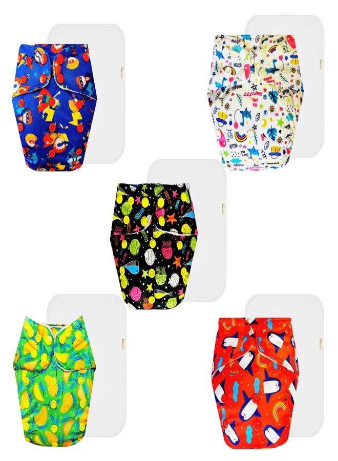Dumbledo Premium Cloth Diaper with Cotton Insert (Pack of 5) | Soft & Gentle | Leakproof | Travel Friendly | Perfect for Indian Summers | 3 Months - 3 Years | Unisex Baby - Image 1