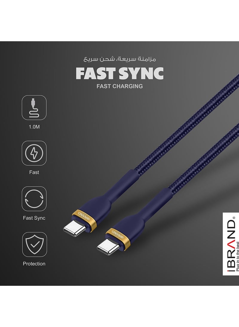 أي براند كابل iBRAND Power Delivery عالي السرعة USB من النوع C إلى النوع C 100 سم (أسود)  - Image 2